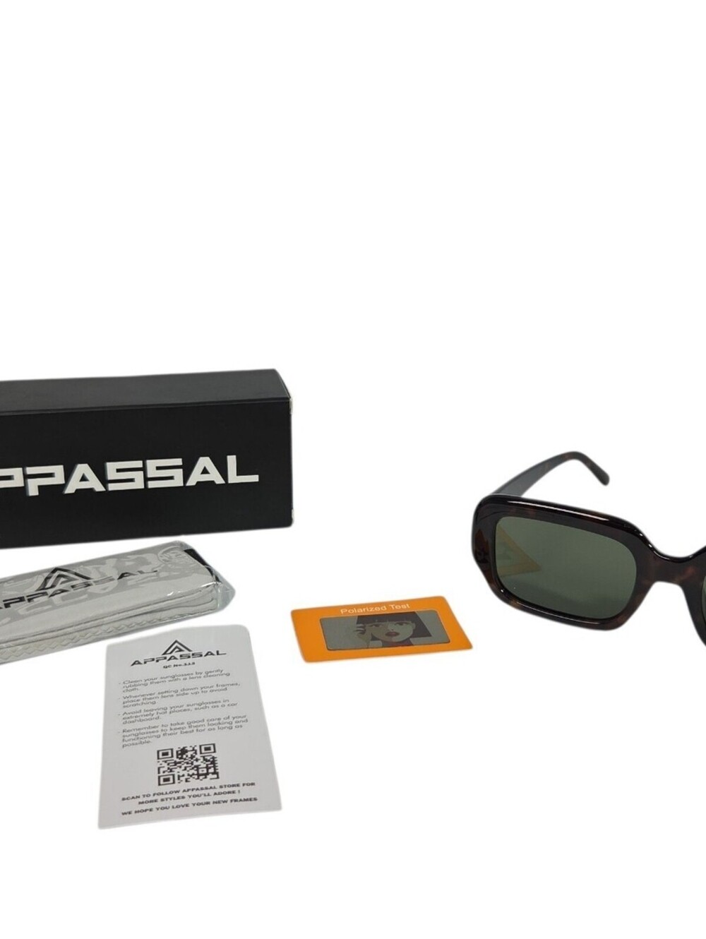 Appassal Polarized Rectangle Sunglasses in Tortoise Shell Frame